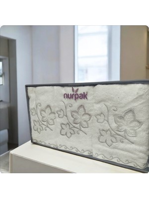 Nurpak Çınar Bambu Nakışlı Kutulu 6 Adet 50X90 El Yüz Havlusu