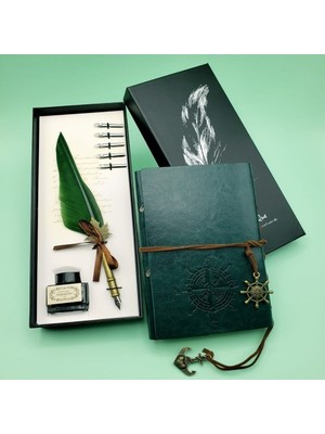 Store Mania Ieg™ Deri Defter ve Tüylü Mürekkepli Kalem Seti