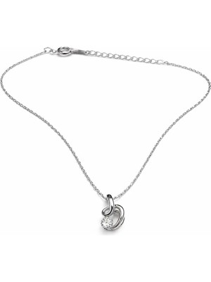 Tuqos Zirkon Tek Taşlı Helezonik Kolye