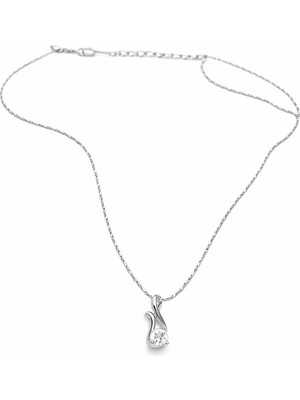 Tuqos Zirkon Tek Taşlı Çelik Kolye