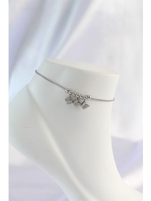 Store Mania Ieg™ 316L Çelik Gümüş Renk Minimal Kelebek Tasarımlı Halhal