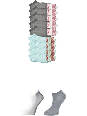 Store Mania Ieg™ Gri ve Beyaz Kadın Bilek Çorap 9 Çift