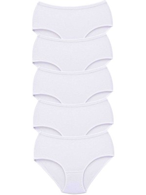 Store Mania Ieg™ 5 Adet Tutku Kadın Yüksek Bel Bato Kalın Lastik Külot Beyaz
