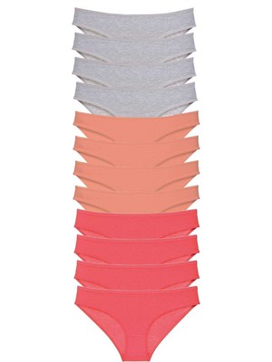 Store Mania Ieg™ 12 Adet Süper Eko Set Likralı Kadın Slip Külot Gri Pudra Fuşya