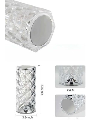 Store Mania Ieg™ Yeni Nesil Modern Kristal Masa ve Gece Lambası Dokunmatik Renk Değiştirebilen