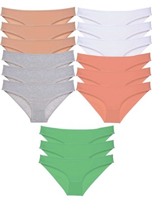 Store Mania Ieg™ 15 Adet Süper Eko Set Likralı Kadın Slip Külot Ten Gri Beyaz Pudra Yeşil