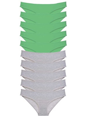 Store Mania Ieg™ 10 Adet Süper Eko Set Likralı Kadın Slip Külot Yeşil Gri