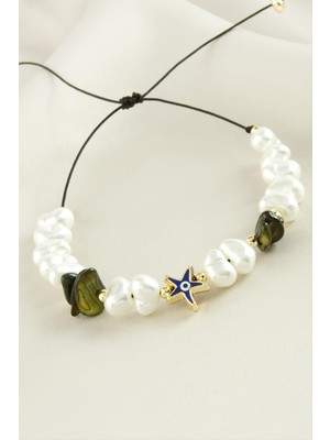 Store Mania Ieg™ Deniz Yıldızı  Kırık Doğaltaşlı Inci Bileklik