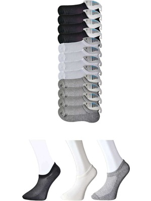 Store Mania Ieg™ Siyah Gri ve Beyaz Erkek Görünmez Çorap 12 Çift