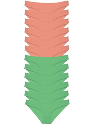 Store Mania Ieg™ 12 Adet Eko Set Likralı Kadın Slip Külot Pudra Yeşil