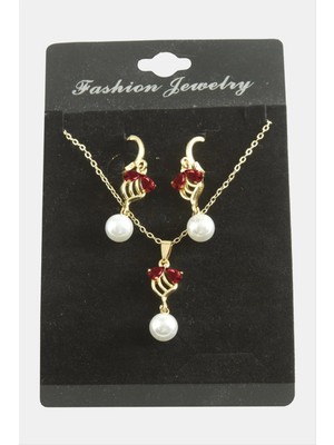 Store Mania Ieg™ Çiçek Inci Zirkon Taşlı Set Kolye