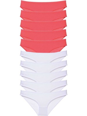 Store Mania Ieg™ 10 Adet Eko Set Likralı Kadın Slip Külot Fuşya Beyaz
