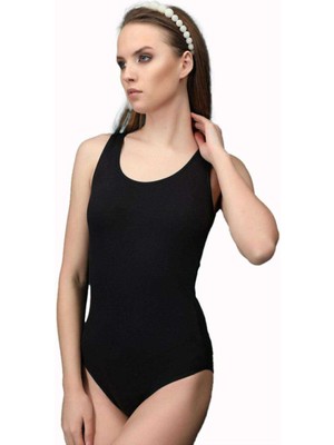 Store Mania Ieg™ Elit Life Geniş Askılı Kadın Dikişsiz Çıtçıtlı Slip Body Siyah 878