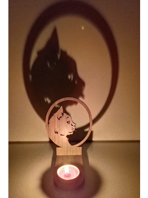 Store Mania Ieg™ Tek Duran Kedi Figür Kahverengi Ahşap Gölge Mumluk Projeksiyon Biblo – Mum Hediyeli Kete