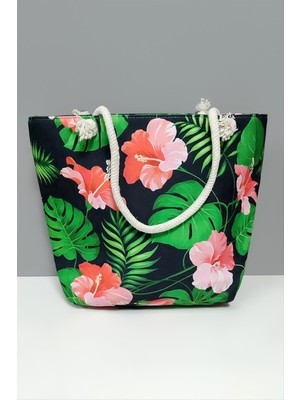 Store Mania Ieg™ Yaprak Çiçek Desenli Plaj Çantası