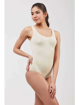 Store Mania Ieg™ Elit Life Geniş Askılı Kadın Dikişsiz Çıtçıtlı Slip Body Ten 878