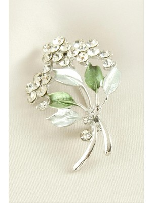 Store Mania Ieg™ Çiçek Yaprak Mineli Taşlı Broş