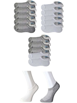 Store Mania Ieg™ Gri ve Beyaz Erkek Görünmez Çorap 15 Çift