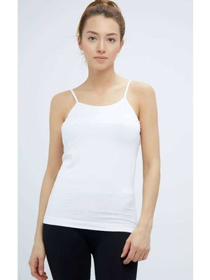 Store Mania Ieg™ Elite Life Kadın Ip Askılı Iz Yapmaz Uzun Beyaz Atlet 846