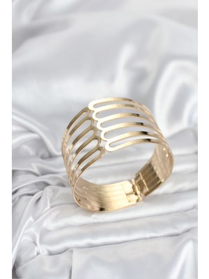 Store Mania Ieg™ Gold Renk Pirinç Kaburga Model Kadın Bileklik