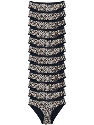 Store Mania Ieg™ 12 Adet Leopar Desenli Likralı Yumuşak Dokulu Kadın Slip Külot