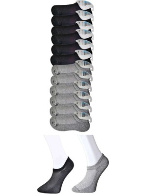 Store Mania Ieg™ Siyah ve Gri Erkek Görünmez Çorap 12 Çift