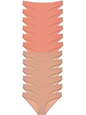 Store Mania Ieg™ 12 Adet Süper Eko Set Likralı Kadın Slip Külot Pudra Ten