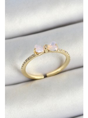 Store Mania Ieg™ Pirinç Fiyonk Figürlü Zirkon Taşlı Gold Renk Ayarlanabilir Kadın Yüzük