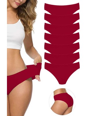 Store Mania Ieg™ 7 Adet Kadın Dikişsiz Lazer Kesim Esnek Iz Yapmayan Külot Bordo