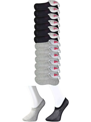 Store Mania Ieg™ Siyah ve Gri Kadın Görünmez Çorap 12 Çift