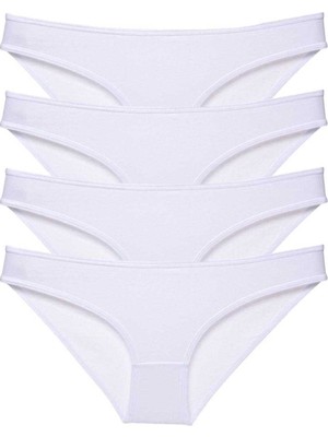 Store Mania Ieg™ 4 Adet Süper Eko Set Likralı Kadın Slip Külot Beyaz