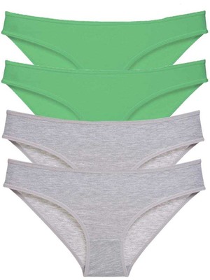Store Mania Ieg™ 4 Adet Süper Eko Set Likralı Kadın Slip Külot Yeşil Gri