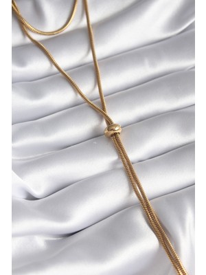 Store Mania Ieg™ 316L Çelik Gold Renk Tüp Zincir Asansör Model Kadın Kolye