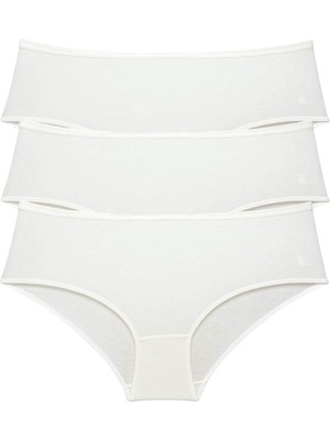 Store Mania Ieg™ 3 Adet Kadın Yüksek Bel Bato Külot Krem