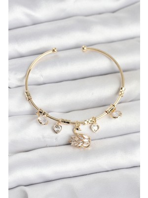 Store Mania Ieg™ Kuğu Charmlı Gold Renk Kadın Bileklik
