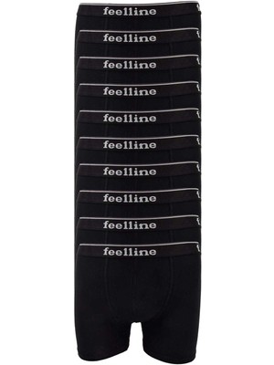 Store Mania Ieg™ 10 Adet Feelline Siyah Pamuklu Doğal Likralı Erkek Boxer