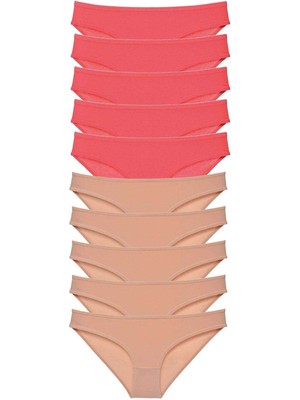Store Mania Ieg™ 10 Adet Süper Eko Set Likralı Kadın Slip Külot Fuşya Ten