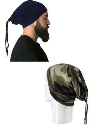 Store Mania Ieg™ 2 Adet Polar Ipli Bere ve Boyunluk Lacivert Kamuflaj