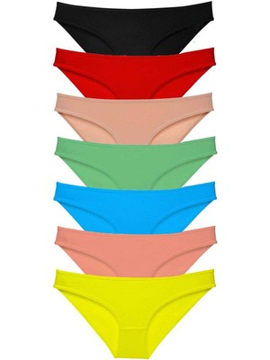 Store Mania Ieg™ 7 Adet Süper Eko Set Likralı Kadın Slip Külot Çok Renkli