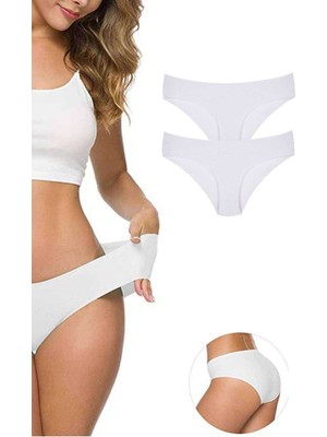 Store Mania Ieg™ 2 Adet Kadın Dikişsiz Lazer Kesim Esnek Iz Yapmayan Külot Beyaz