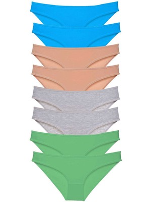 Store Mania Ieg™ 8 Adet Süper Eko Set Likralı Kadın Slip Külot Ten Gri Yeşil Mavi