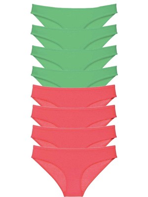 Store Mania Ieg™ 8 Adet Eko Set Likralı Kadın Slip Külot Yeşil Fuşya
