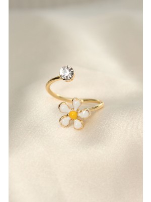 Store Mania Ieg™ Papatya Tasarımlı Zirkon Taşlı Ayarlanabilir Yüzük