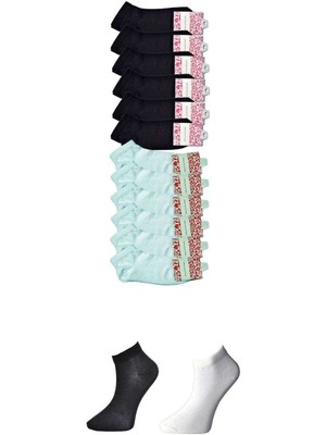 Store Mania Ieg™ Siyah ve Beyaz Kadın Bilek Çorap 12 Çift