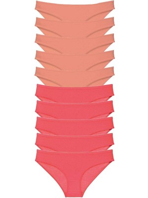 Store Mania Ieg™ 10 Adet Eko Set Likralı Kadın Slip Külot Pudra Fuşya