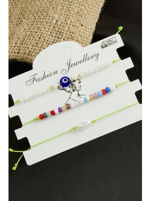 Store Mania Ieg™ 3 Adet Nazar Kristal Kum Boncuk Bileklik