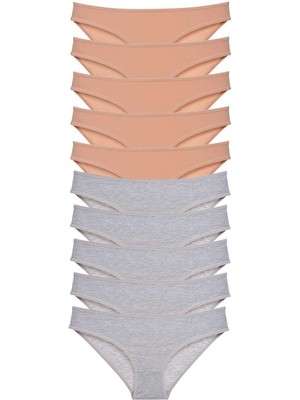 Store Mania Ieg™ 10 Adet Süper Eko Set Likralı Kadın Slip Külot Ten Gri