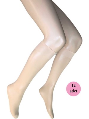 Store Mania Ieg™ 12 Adet Parlak Dizaltı Kadın Çorap 15 Denye Ten 57