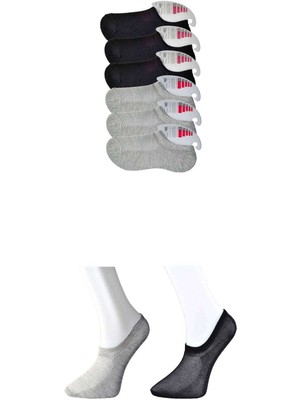 Store Mania Ieg™ Siyah ve Gri Kadın Görünmez Çorap 6 Çift