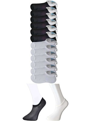 Store Mania Ieg™ Siyah ve Beyaz Erkek Görünmez Çorap 12 Çift